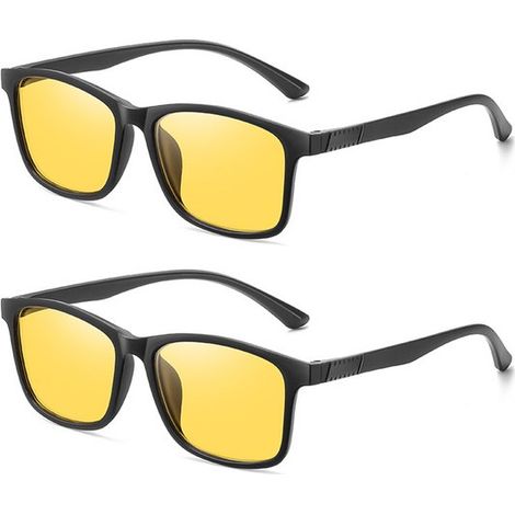 Lunettes de vision nocturne (lot de 2) - Homme et Femme - Verres jaunes pour une conduite et un cyclisme en toute sécurité - Amélioration du contraste - Ultralégères (16 g) - Protection UV400 - Jaunes (1/5)