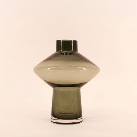 Vase en verre vert fait main, H30cm (1/5)