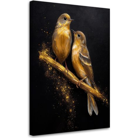 Tableau déco Oiseaux dorés sur une branche Animaux 40x60 (1/5)