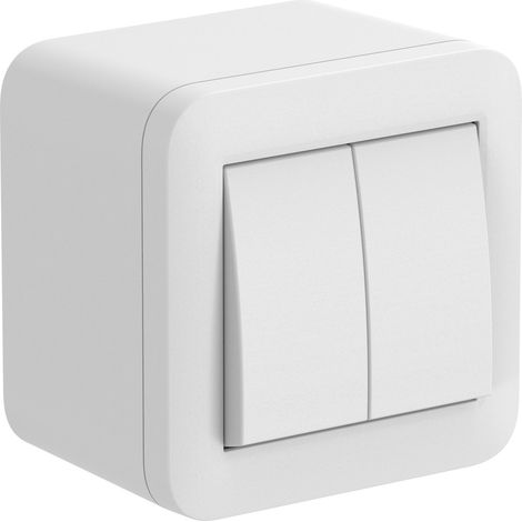 Contenitore da superficie con doppio interruttore/ deviatore FIXA,10A, bianco, IP40, compatibile per installazione con tubo rigido e canalina