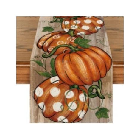 Chemin de table à motifs citrouille et feuilles d'érable pour la cuisine, la salle à manger, les fêtes et la décoration de table basse - 30 x 180 cm (polyester) - Style 10
