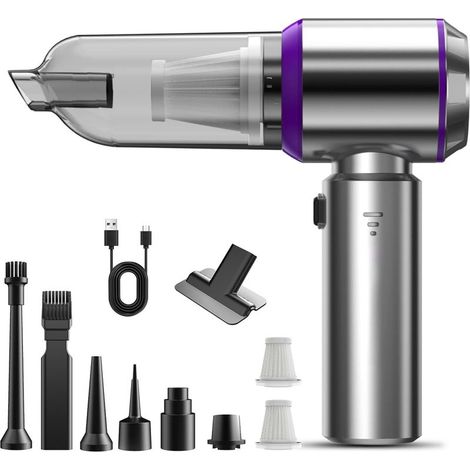 Cordless handheld vacuum cleaner, 18,000 Pa, 3-in-1 function, powerful cordless car vacuum cleaner, 3 speed settings, 80,000 rpm, mini cordless vacuum cleaner for PC, household, car, office, sofa (1/4)