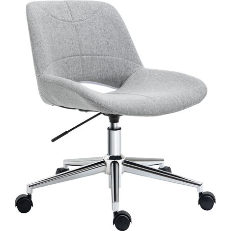Chaise bureau réglable hauteur pivotante 360° support 110 kg structure métal gris clair 49 x 56,5 x 73-82,5 cm