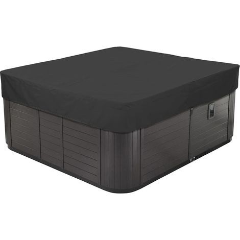 Couverture pour Bain à Remous Extérieur, Housse de Protection pour Spa en Tissu Oxford 210D Imperméable Anti-poussière Bache de Piscine Carrée,Noir,231x231x30cm (1/5)