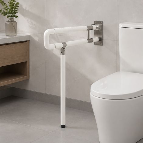 Barres de tombes handicapées améliorées pour salle de bain, toilettes à rabat - Rails muraux pour personnes âgées - Poignée antidérapante pour les toilettes, 23,6 pouces (1/5)