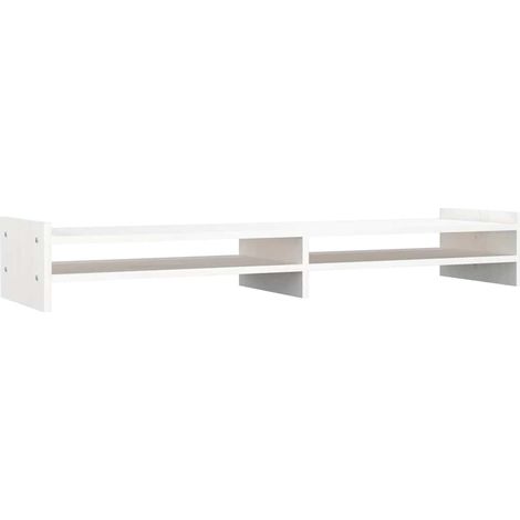 vidaXL Supporto per Monitor Bianco 100x27x15 cm Legno Massello di Pino (1/5)