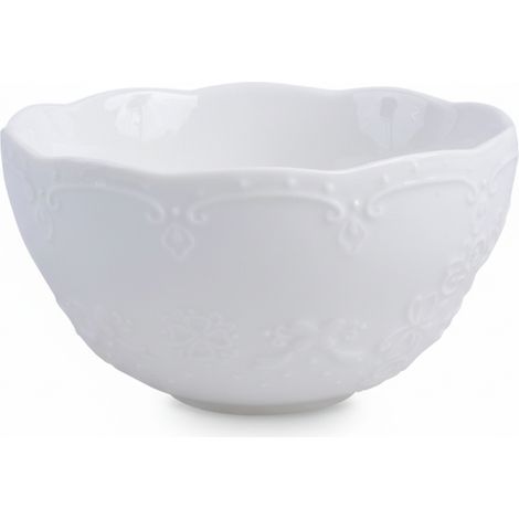 Romantica Coppetta Porcellana Bianco Rilievo D11 H6 cm (1/3)