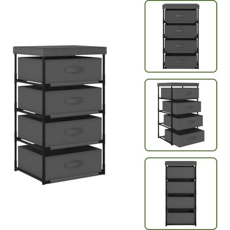 Étagère de rangement avec 4 paniers en tissu Acier Gris - Étagère De Rangement - Meuble De Rangement - Bibliothèque - Rangement Intérieur - Organisation (1/5)