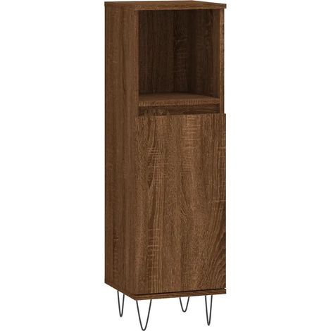 Armadio da bagno moderno con ampio spazio di archiviazione 30 x 30 x 100 cm in legno multistrato rovere marrone 020049008