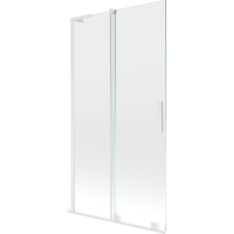 Mexen Velar L paroi de baignoire 2-volets coulissante 100 x 150 cm, transparent, blanc - 896-100-003-01-20 (1/2)