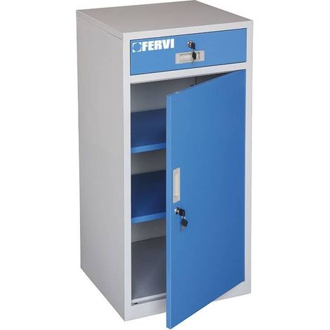 Armadietto officina con anta un cassetto e serratura 50 x 46 x 100 cm Fervi a100 (1/4)