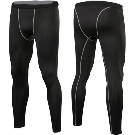Pantalon de compression homme élastique pour sport, running et fitness, séchage rapide, taille XL, gris (1/5)