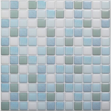 3D Mosaique Carrelage Adhesif Mural Imperméable Auto-adhésif Sticker Carrelage 23.6X23.6cm pour Cuisine Salle de Bain-4 pièces (1/4)