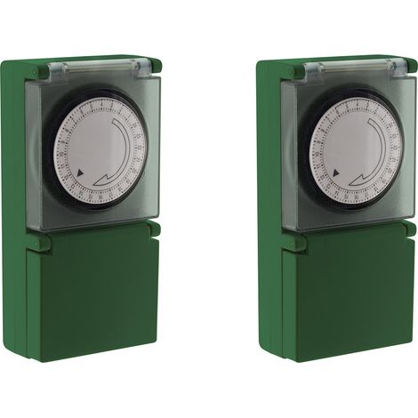 Otio – Lot de 2 programmateurs mécaniques étanches pour arrosage – Alimentation 230V – IP44 pour extérieur – Programmation 15 minutes (1/2)