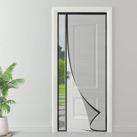 Moustiquaire magnétique pour porte, ouverture latérale, 120 x 210 cm, installation facile sans perçage, protection anti-moustiques et insectes, convient pour porte, fenêtre ou balcon – noir (1/5)