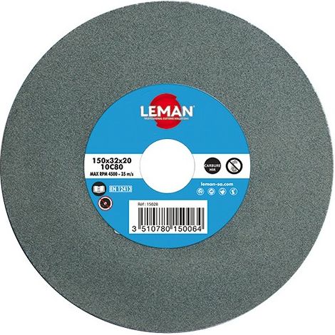 Versiegelte grüne Hartmetall-Schleifscheibe HM trocken D. 150 x Al. 32 x Ep. 25 mm Gr. 120 - LEMAN - 15029