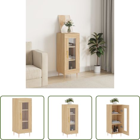 vidaXL Aparador madera contrachapada color roble Sonoma 34,5x34x90 cm (1/5)