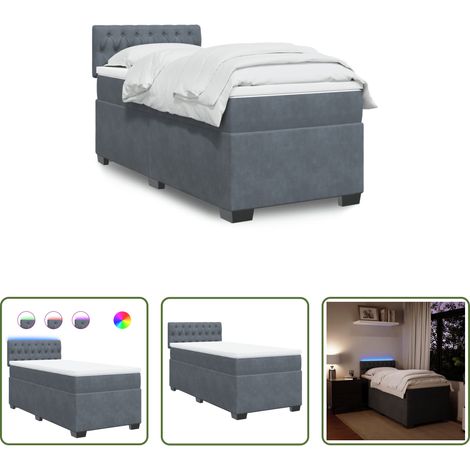 vidaXL Surmatelas - Sommier à lattes de lit et matelas Gris foncé 80x200 cm Velours (1/5)