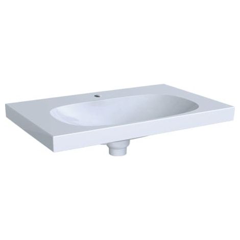 GE Acanto WT, trop-plein encastré, 75x48cm évier avec vidage et couvercle de vidange, avec siphon, blanc (1/5)