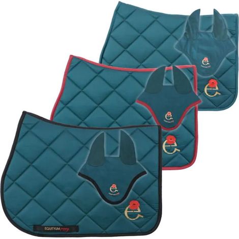 Full, Verde bordo verde: Sottosella inglese completo di cuffietta modello Poppy con bordo a contrasto e logo papavero