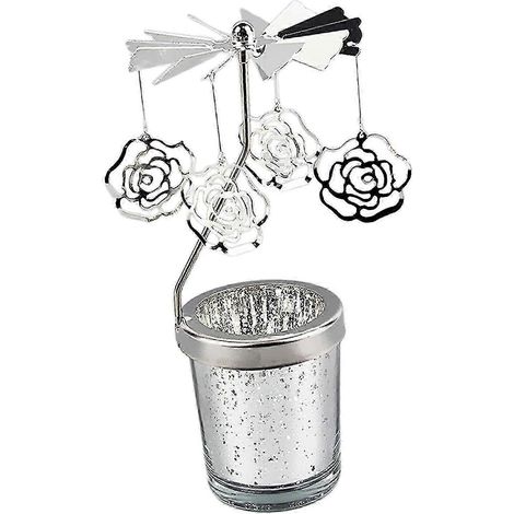 Porte-bougie rotatif, porte-bougie chauffe-plat, décoration de table ou de cheminée pour fêtes-Flowers