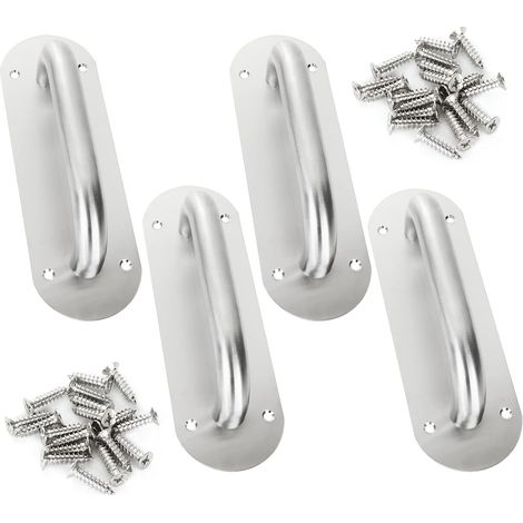 Lot de 4 poignées de porte coulissantes robustes en acier inoxydable, avec vis, pour placards de cuisine – 200 mm x 65 mm (1/5)