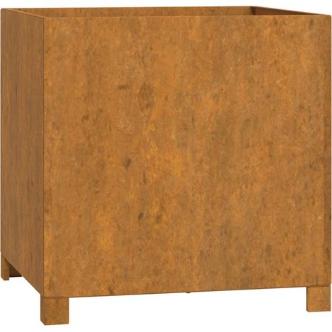Vassoio per fioriera aiuola rialzata piante fiori terrazza giardino con piedini arrugginiti 49 x 47 x 50 cm acciaio corten marrone 020038180
