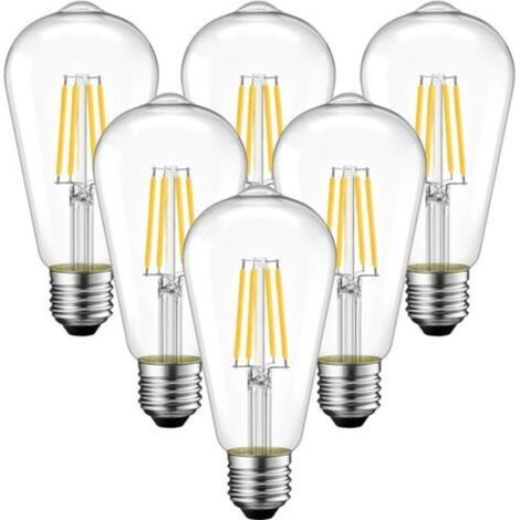 [NIEMALS VERWENDET] [6 Stück] E27 4W Schraubfassung LED-Filamentlampe, warmweißes Licht (3000K)