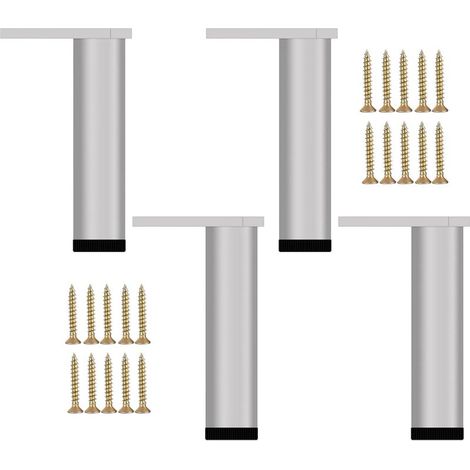 Lit avec Vis+Base Antidérapante+Hauteur Réglable de 20 20.8cm,4pcs Pieds de Meuble Argenté Métal, Pied Canapé Moderne, Pieds Rechange pour Table Basse, Meuble TV, Armoire Salle de Bain (1/5)