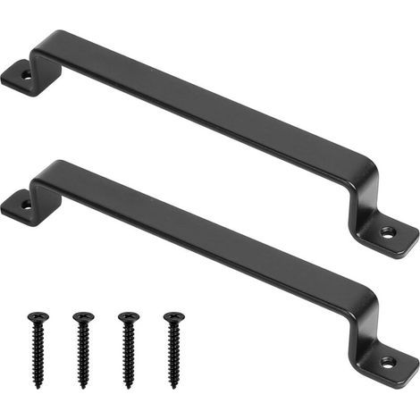 Poignées de porte robustes en fonte vintage, lot de 2, noires, idéales pour une utilisation extérieure, garages, placards et intérieures (230 x 290 mm) (1/4)