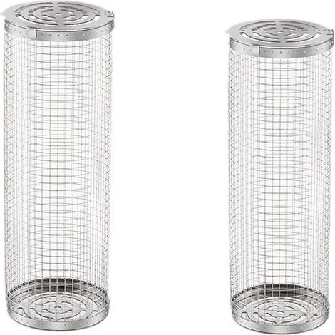 Filiyano-Lot de 2 paniers à griller à roulettes - Le meilleur panier à griller qui soit, en acier inoxydable rond. (1/3)