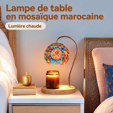 Lampe Chauffe-Bougie Marocaine Sans Flamme 50W 17,5x29,5cm Prise Européenne avec Variateur d'Intensité – Livraison gratuite (1/5)