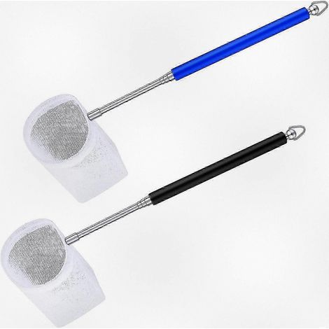 Ce lot de 2 épuisettes à crevettes à poignée rétractable convient aux aquariums et aux bassins. Fabriquées en acier inoxydable durable, elles sont idéales pour la capture des crevettes. (1/4)