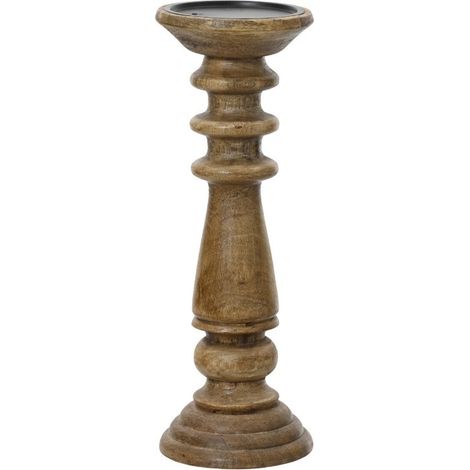 Candelabro de madera de mango natural 12 x 12 x 36 cm