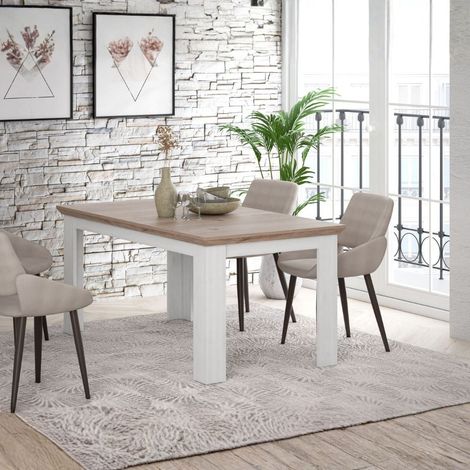Tavolo Allungabile Forma Rovere e Bianco da 160 a 206 cm con Gambe Squadrate (1/5)