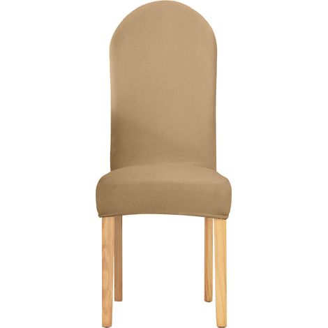 HOUSSE de chaise DOSSIER ARRONDI velours BEIGE CAPPUCCINO (1/5)