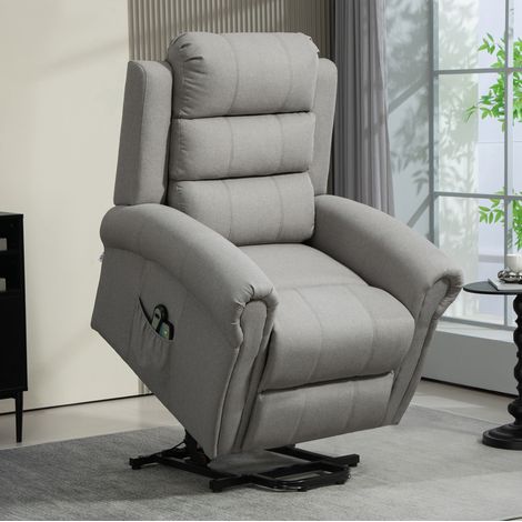 Fauteuil releveur électrique gris clair en mousse avec massage, chauffage et fonction relaxation (1/5)