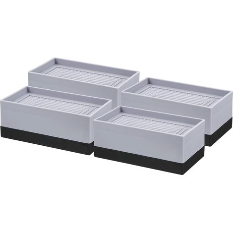 4Pcs Surélévateurs De Lit, Blocs Empilables Carrés Résistants pour Surélever De 1.9", Surélévateurs en Plastique pour Bureau, Chaise, Table, Pieds De Canapé, Machine À Laver, Gris (1/5)
