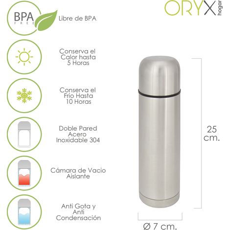 Termo Liquidos, Capacidad 500 ML. Libre BPA, Acero Inoxidable, Antigoteo (1/3)