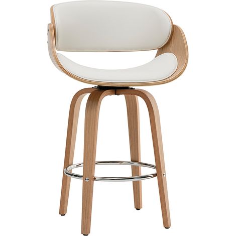 Sgabello da bar design bianco e legno chiaro 65 cm BENT