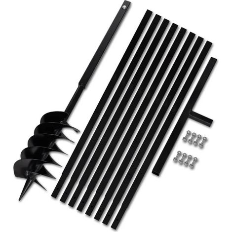 Vidaxl – Tarière manuelle 150 mm – Longueur 5 m – Acier pour sols durs – Tube d'extension inclus – Usage professionnel