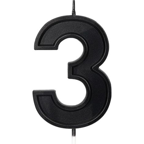 7cm Numéro de Bougies d'Anniversaire, Forme de Diamant 3D Bougies de Gâteau d'Anniversaire Numérotées Décoration de Gâteau pour Mariage Anniversaire Remise Diplômes Fête (Noir)(3) (1/5)
