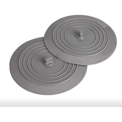 Lot de 2 bouchons d'évier ronds en silicone, homologués FDA pour un usage alimentaire, diamètre 15 cm, gris. (1/4)