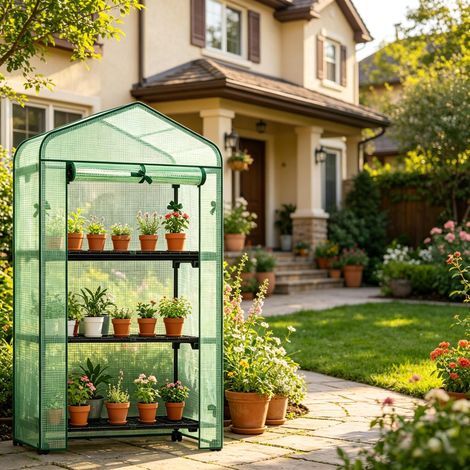 Serre mobile sur roulettes en aluminium, abri de jardin compact pour cour, châssis de culture extérieur uniquement (1/5)