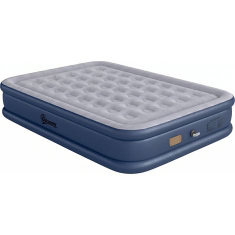 Outsunny Inflatable Mattress, Double Air Bed with Built-in Pump, Grey (1/5)
