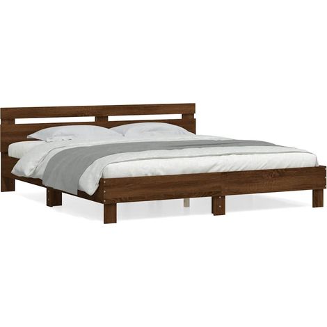 Maison Exclusive - Cama con cabecero madera ingeniería marrón rob (1/5)