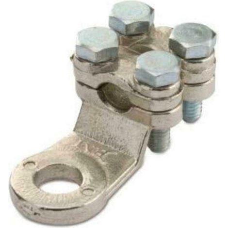 Gerade 4-Loch-Kabelschuhklemme für 50 mm² Kupferkabel – Vernickeltes Messing – Lochdurchmesser 10,5 mm – Mechanische Festigkeit – 5144 – Biemme – 4-Loch