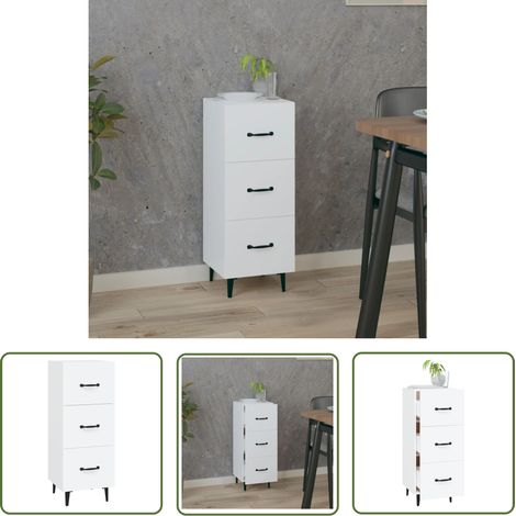 The Living Store Buffet blanc 34,5x34x90 cm bois d'ingénierie - Buffet - Meuble De Rangement - Commode - Armoire - Mobilier (1/5)