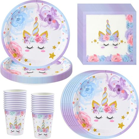Decoration Anniversaire pour 20 Invités, 60 Pcs Vaisselle Jetable Anniversaire, Comprend Assiettes en Papier, Serviettes et Tasse, Décorations D'anniversaire Adaptées aux Filles (1/5)