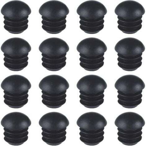 Round plastic end caps (16 mm) (black), 16 pieces, round end caps for chair legs, ribbed dome-shaped end caps, suitable for table, chair, and furniture legs. (1/4)